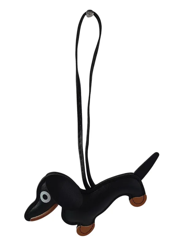 Black & Tan Faux Leather Dachshund Dog Bag Charm Purse Keychain - Image 4