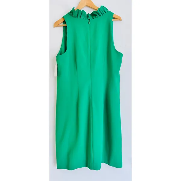 NWT Trina Turk Relaxation Ruffle Faux‎ Wrap Women's Dress 12 Kelly Green Sheath - Image 6