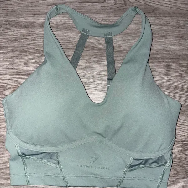 Gymshark Whitney Simmons Green Leaf Longline Sports Bra - Image 2