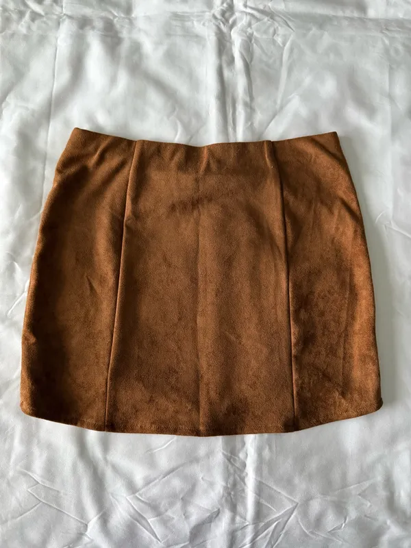 Bear Dance Brown Faux Suede Mini Skirt - Image 4
