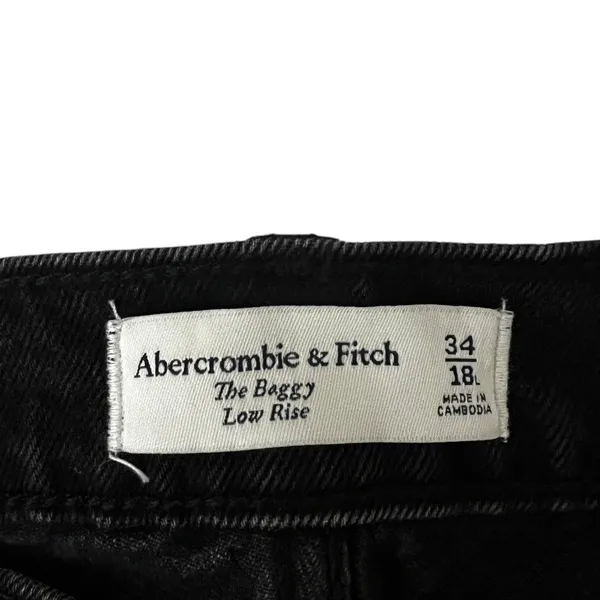 NWT Abercrombie & Fitch The Baggy Low Rise Solid Jeans Black Wide Leg Size 34L - Image 5