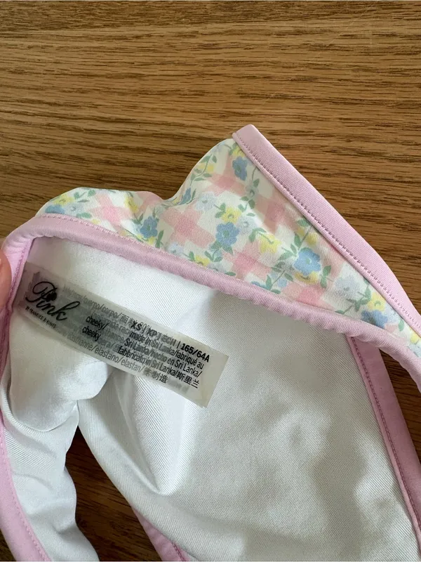 Frankie's Bikinis Pastel Floral Bikini Top with Pink Trim - Image 3