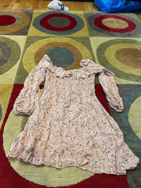 Reformation Morris Smocked Dress Melody Print Pink Floral Long Sleeves Size 8 - Image 5