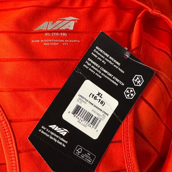 Avia X-Large (16-18) Tank Top Shadow Stripe Stretch Racerback Wicking Quick-Dry - Image 7