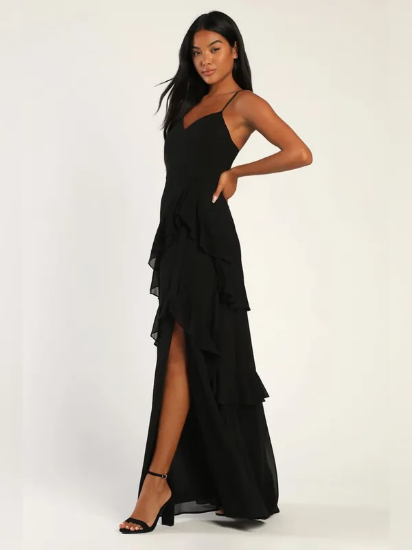 LULU’S Blessed with Beauty Black Ruffled Sleeveless Maxi Dress - Image 5