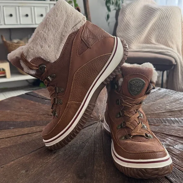 Pajar Canada Giselle Waterproof Leather Snow Boots Fur Lined Brown - Image 8