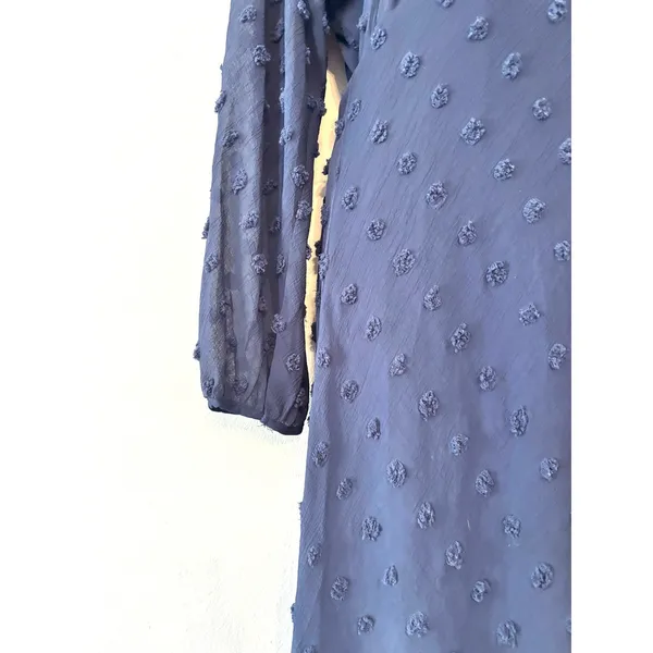Anthropologie Eri + Ali Michaela Textured Swiss Dot Midi Navy Dress 2 - Image 7