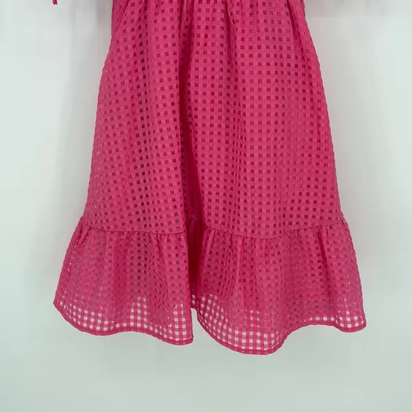 Entro Pink Gingham Puff Sleeve Smocked Ruffle Dress Coquette‎ Girly Size Small - Image 3