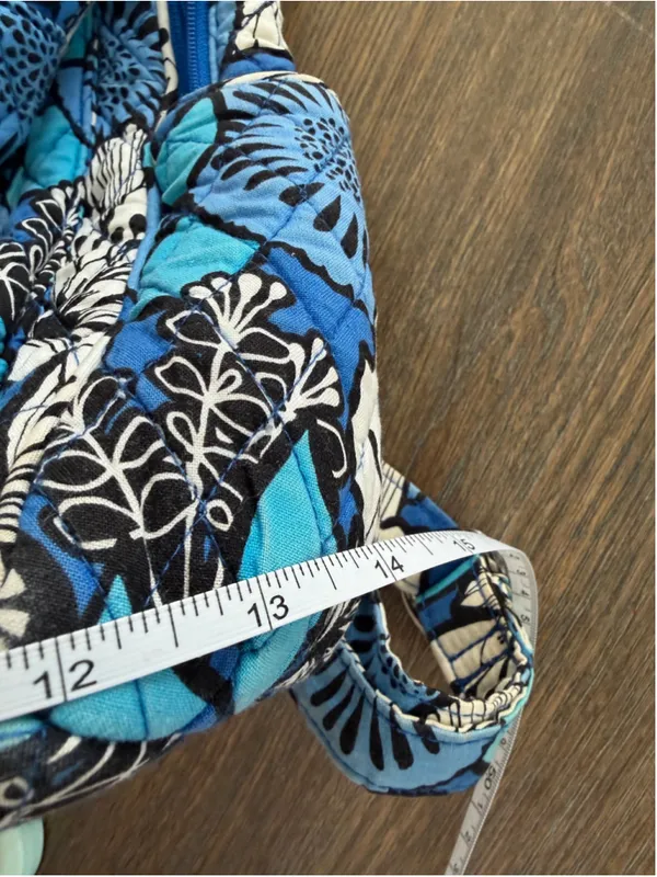 Women's Vera Bradley Quilted Floral Backpack One Size Blue White - Image 12