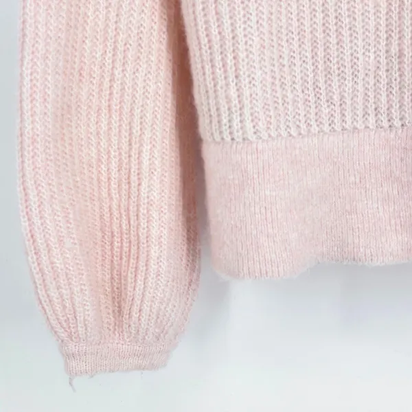 Boden Francesca Sweater Women's L Balloon Sleeve Rib Knit Mohair Knit Pink Large - Image 6