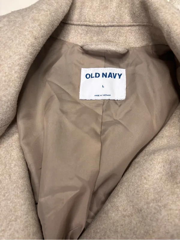 Old Navy Beige Double-Breasted Peacoat Jacket Women's Size Large Classic - Image 6