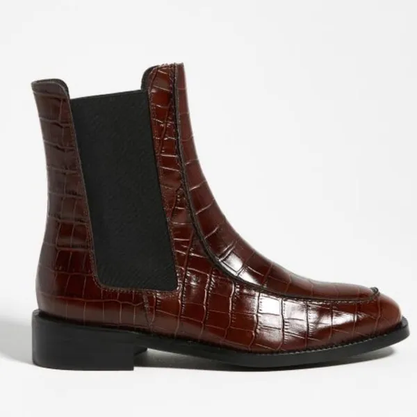 Anthropologie Pilcro & The Letterpress Chelsea Croc Chocoolate Brown Boots - Image 5