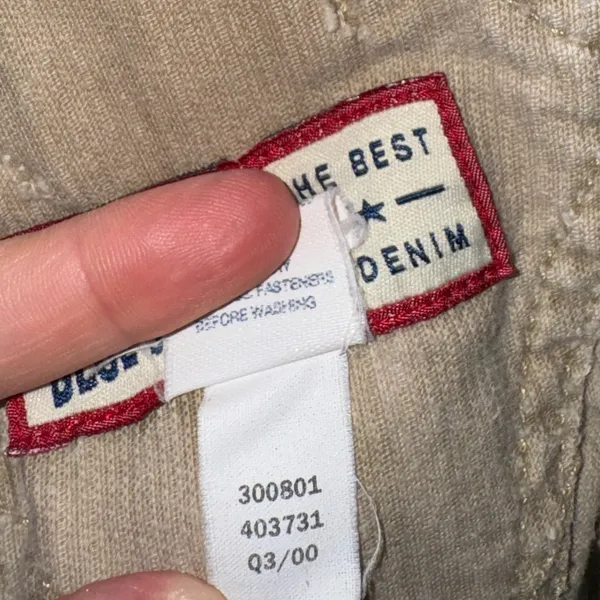 Vintage 2000 Old Navy Overalls corduroy khaki beige long adjustable y2k utility - Image 3