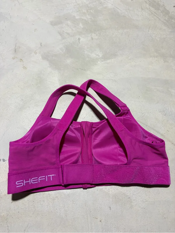 Shefit magenta pink front zip sports bra moisture wicking 1luxe - Image 7