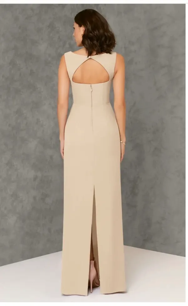 Azazie Flori Champagne Sheath Square Neckline Chiffon Dress - Image 2