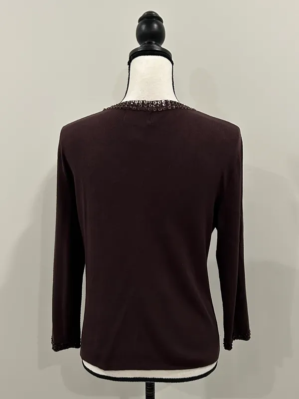 Finity Embellished Cardigan Brown Size L - Image 4