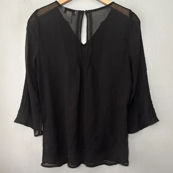 White House Black Market Sheer Top Size 8 Dark Fairy Romantic Whimsigoth Pintuck - Image 5