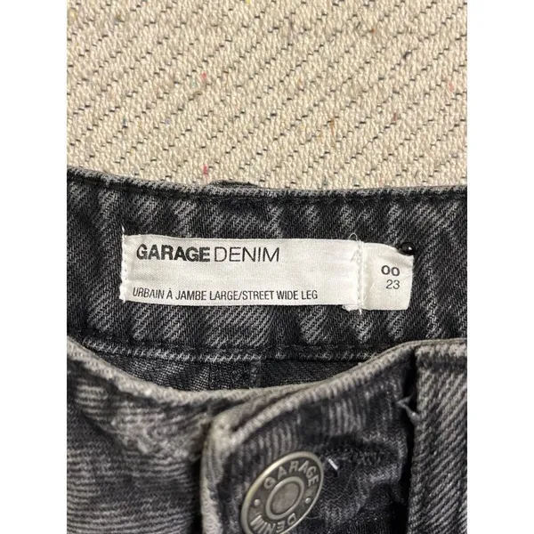 Garage Denim Street Wide Leg Black Distressed Jeans Size 00/23 Y2K - Image 8