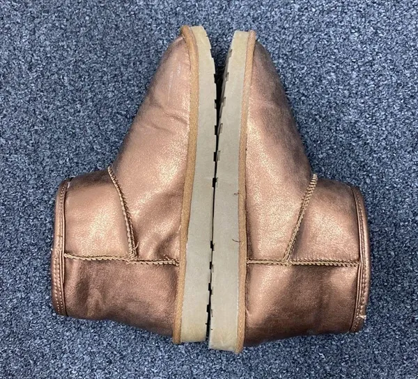 Arizona Jeans bronze brown foil mini ugg boots ankle shearling lined 7.5 - Image 8