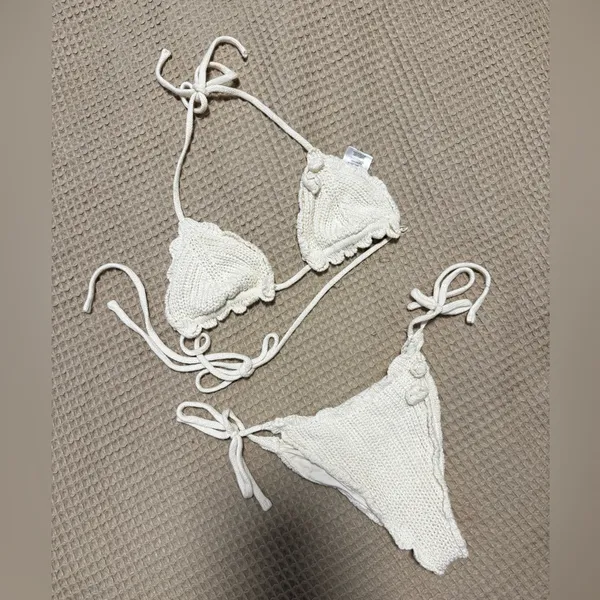 ASOS Elegant Cream Knit Bikini Set - Image 2