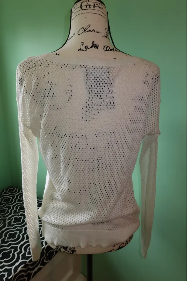 American Eagle Lightweight White Open-Knit Women's Sweater Top - Image 2