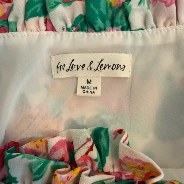 For Love & Lemons Becca Mini Skirt in Ivory With Pink Flowers size Medium - Image 7