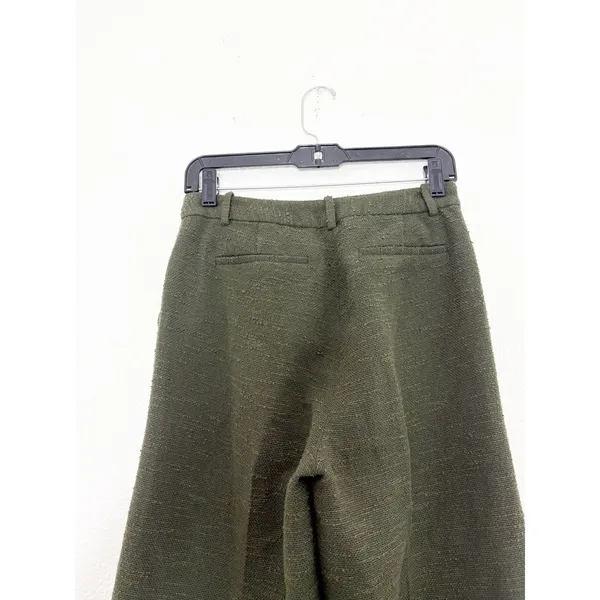 L’agence Pilar Tweed Wide Leg Pants Size 2 Green Textured Chic Quiet Luxury - Image 10