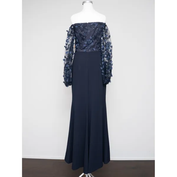Eliza - Floral Appliqué Long Sleeve Off-the-Shoulder Gown - Image 3