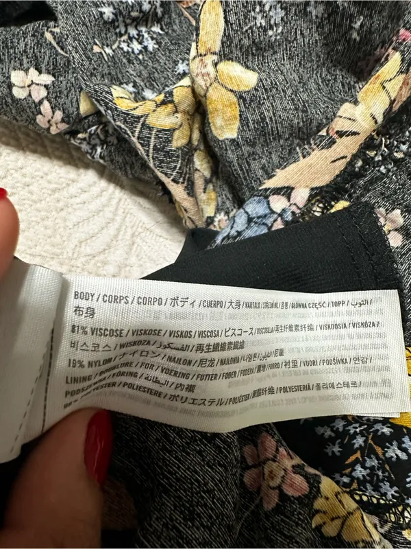 Abercrombie & Fitch black floral mini dress with yellow, blue, and pink flowers - Image 5