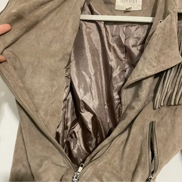 Moon River Faux Suede Fringe Moto Jacket size Small - Image 7