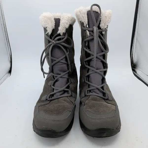 Columbia Minx Mid III Waterproof Winter Boots Grey Faux Fur Women 10.5 Wide - Image 3