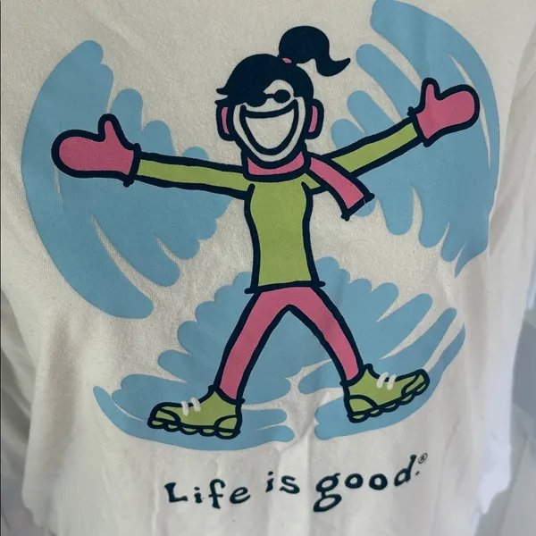 Life Is Good Tshirt Long Sleeve‎ Snow Angel Sleep Shirt size Small - Image 2
