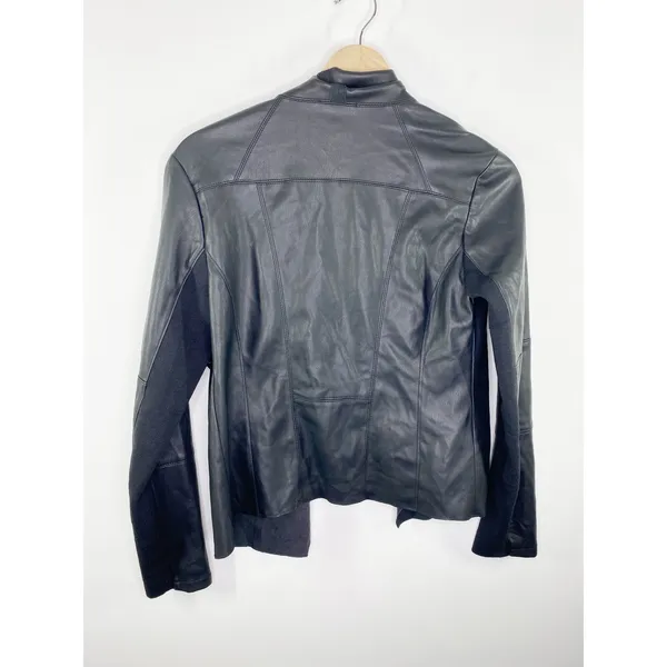 The Limited Collection Womens Black Faux Leather Biker Drape Jacket Size XS Goth - Image 2