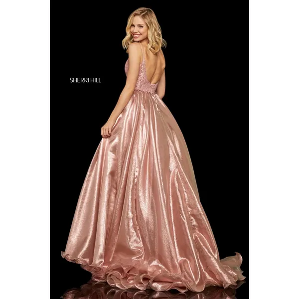 Sherri Hill‎ 52975 Blush Metallic Organza Ball Gown Size 2 NWT $750 - Image 2