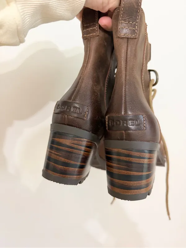 Sorel Cate Lace Waterproof Bootie Dark Brown Leather Boot NL3385-282 Womens 7.5 - Image 4