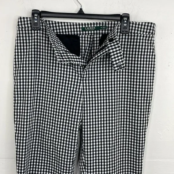 Lauren Ralph Lauren pants Black white Check Gingham print Size 10 - Image 4