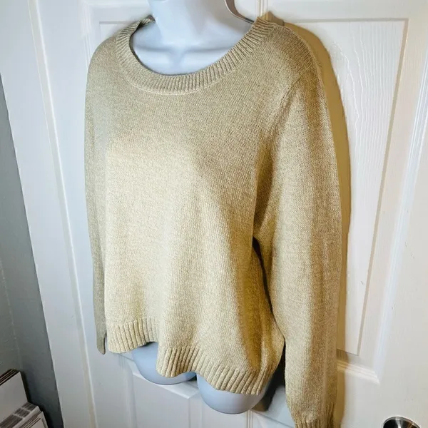 H&M Divided Long Sleeve Casual Knit Slouchy Sweater Oatmeal Cream L - Image 3