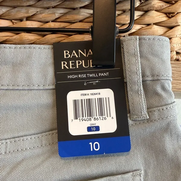 NWT Banana Republic High Rise Twill Woven Ankle Gray Trouser Pant, 10 - Image 7