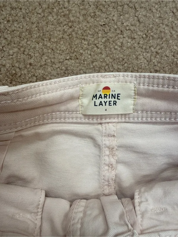 Marine Layer Bridget Slim Wide Leg Crop Pants in Peach Whip - Image 7