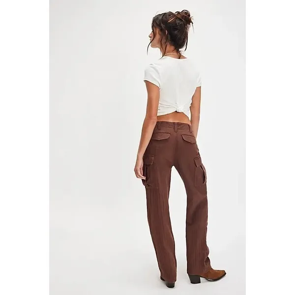Free People‎ We The Free Last Catch Check Trousers Brown Slouchy Pants XS 2 - Image 5