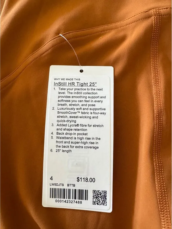 Lululemon Instill High Rise 25” Butternut Brown Size 4 NWT - Image 5