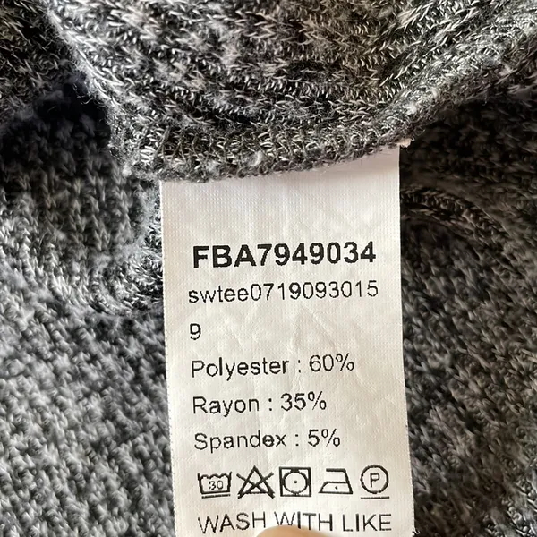 H&M Shirt Womens Medium Gray Long Sleeve Crew Neck Blouse Flowy Ladies - Image 5