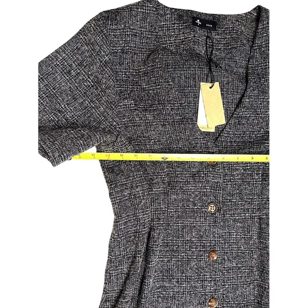 Thrills Denim Plaid Co Chrissy Mini V Neck Dress Womens Small Button Office Chic - Image 4