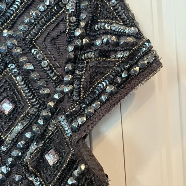 Adrianna‎ Papell Bluish/Gray Beaded Dress Size 4P - Image 8