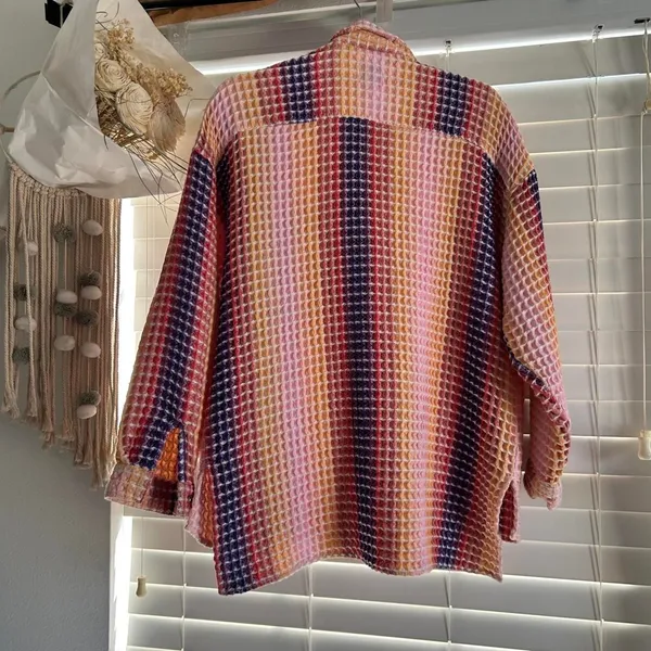 Urban outfitters Colorful Textured Shacket 70s Retro Indie Boho Size XS - Image 3