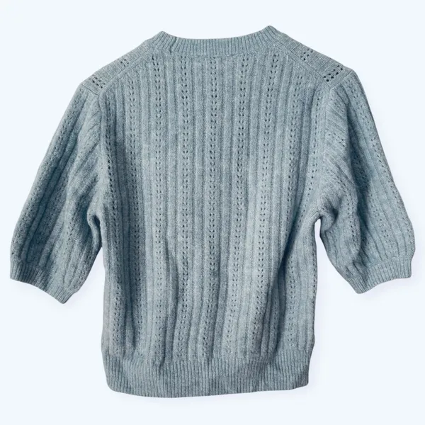 NWT Madewell Cloudsoft Short Sleeve Sweater Tee Mint Blue Small Pointelle Wool - Image 5