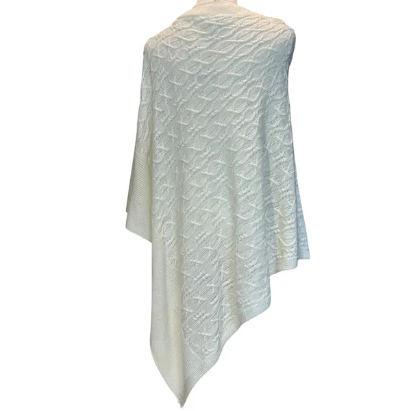 Cable Knit Poncho Cape NWT Kim Rogers Curvy Ivory 1X Sleeveless Boho Y2K Casual - Image 6