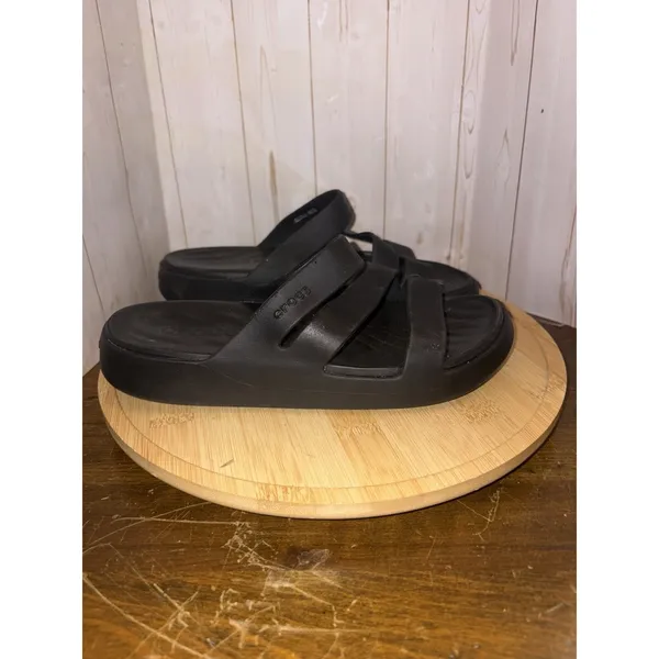 Crocs Gateway Black Slip on‎ Strappy Mules Flip Flop Sandal Sliders Size 7 - Image 3