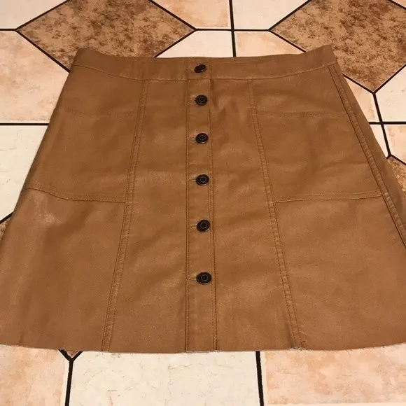 Peach love California all your life‎ faux leather skirt size large boho cute - Image 2