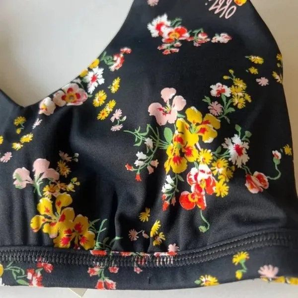 Aerie NWT Offline Goals Plunge Floral Sports Bra Black Size Medium M NEW - Image 4